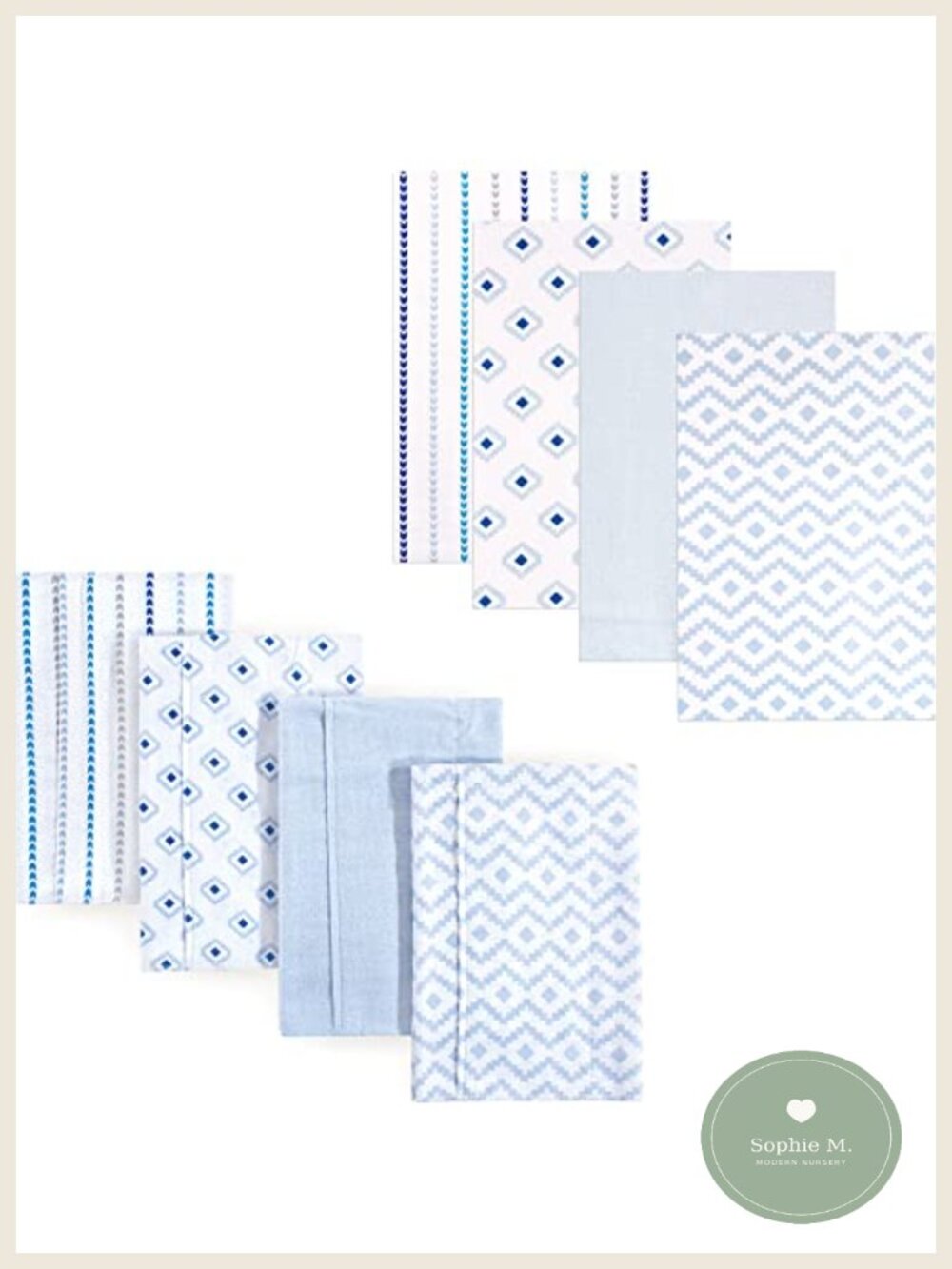 Baby Cotton Flannel Burp Cloths and Receiving Blankets 8-Piece Set